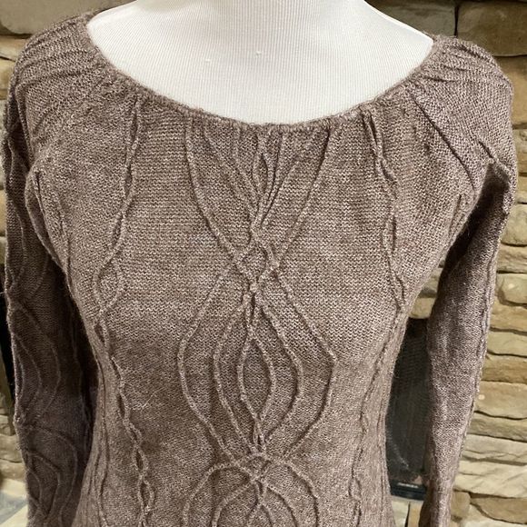 Free People Alpaca Blend Mink Scoop Neck Knit Sweater Pullover Size L - Picture 6 of 11